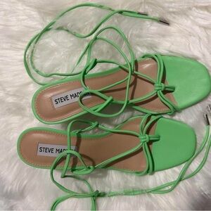 Steve Madden Neon Green Lace-Up Flat Sandals